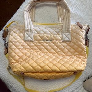 MZ Wallace Quilted Cream and Yellow Tote